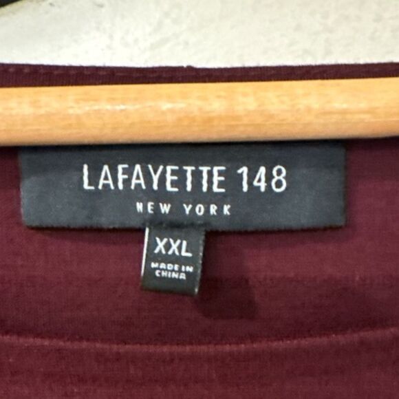 Lafayette 148 New York Marissa Boat Neck Bell Sleeve Shift Dress Maroon XXL - Picture 4 of 7